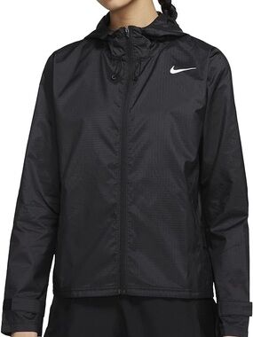 Nike Black Hooded Windbreaker with White Swoosh